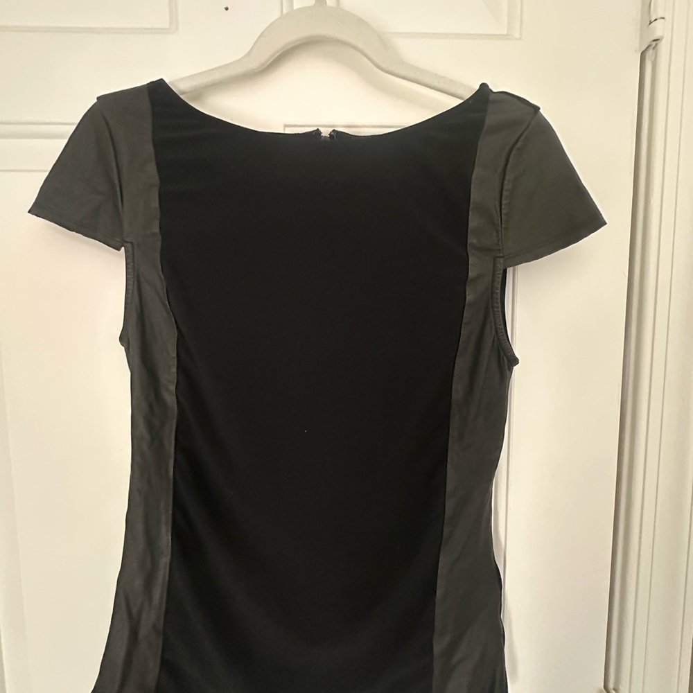 Alice + Olivia Black and Leather Blouse